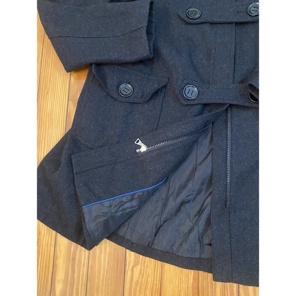 Tommy Hilfiger Pea Coat Sz M  Black Wool Blend Double Breasted Lined Women's - Picture 5 of 8